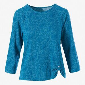NWT New Chico's Paisley Jacquard Side Grommet Teal Tunic Size 3 US XL